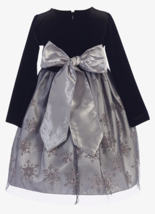 Silver Glitter Snowflake Girls Holiday Dress W - Dress