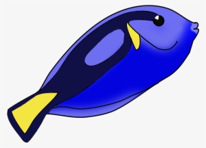 Turning Salt Water Fish - Blue Tang Clip Art