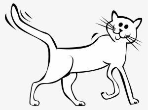 Cartoon Cat Black White Line Art Tatoo Tattoo Svg - Cat Black Tail Clipart