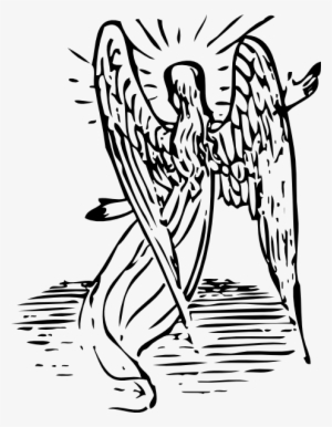Free Vector Angel From Behind Clip Art - Angel From Behind Drawing