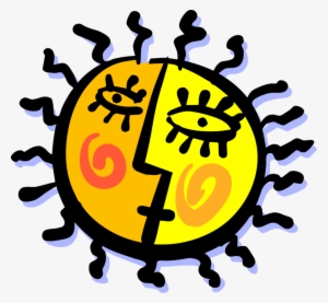 Vector Illustration Of The Personified Sun - Sun