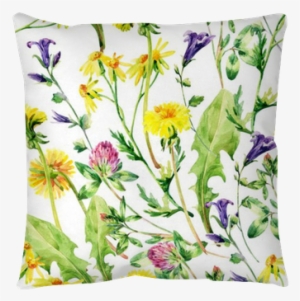 Meadow Watercolor Wild Flowers Seamless Pattern Throw - Watercolor Painting