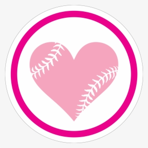 Custom Circle Baseball Sticker With Seams In A Heart - Baseball Heart Clipart