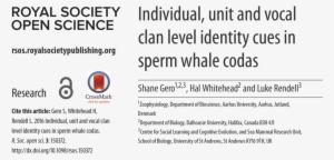 Identity Cues In Sperm Whales Codas - Avg Antivirus