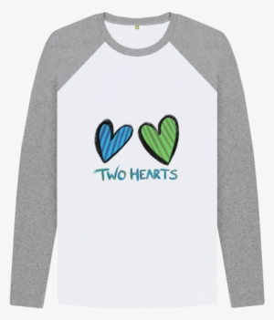 Athletic Grey-white Two Hearts Baseball Shirt - Long-sleeved T-shirt