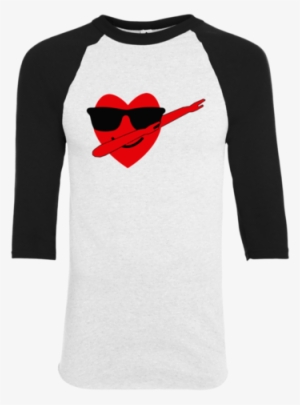 Heart Emoji Dabbing For Valentine's Day Youth Raglan - T-shirt