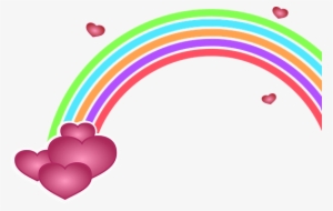 Rainbow Hearts Colors Colorful Curved Curv - Valentine's Day Clip Art