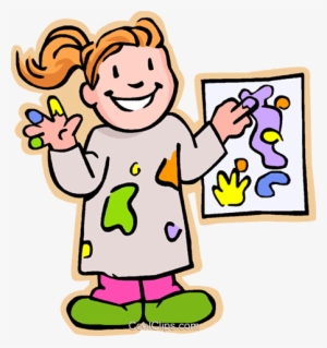 Girl Artist Showing Painting Royalty Free Vector Clip - Arts And Crafts Clip Art