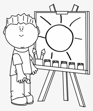 Drawing Clipart Painter - Boy Draw Clipart Black And White