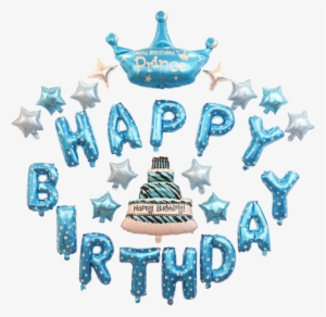 Happy Birthday Prince Crown & Cake Balloon Set - Happy Birthday Prince Balloons