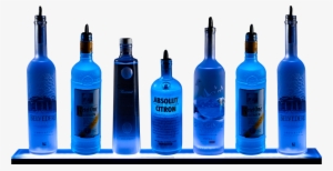 2ft Blue Light Shelf White Background - Transparent Liquor Bottles