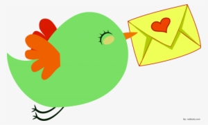 Small Bird Flying With Love Letter By Nobacks-com - Flying Bird With Letter