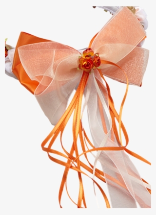 Orange Silk Floral Crown Wreath W Satin Back Bows Girls