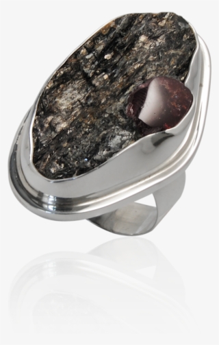 Superb 925 Silver Ring With Crude Garnet Stone Perfectly
