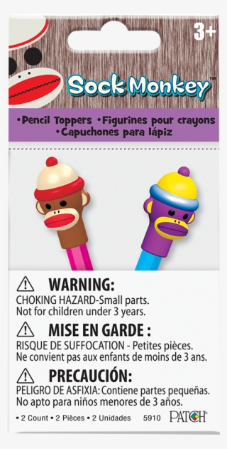 Sock Monkey Pencil Toppers - Patch Products Sock Monkey Pencil Toppers, 2-pack