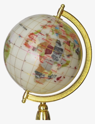 Globe Terrestre Blanc 15 Cm De Diameetre Sur Un Pied - Brass