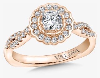 Valina Halo Engagement Ring Mounting In 14k Rose Gold - White Round Cut Cvd Diamond Halo Infinity Ring 14k
