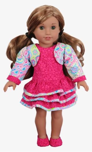 Ruffle Dress, Bolero & Shoes For 18″ Dolls - Rüschenkleid