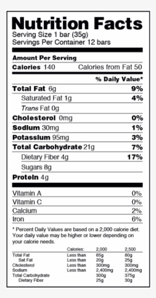 Pineapple Box Of - Old Nutrition Facts Label