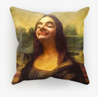 Mr Bean's Face On The Mona Lisa ﻿sublimation Cushion - Leonardo Da Vinci Portrait Mona Lisa