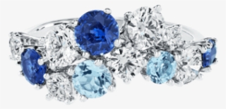 Diamond Sapphire Aquamarine Ring
