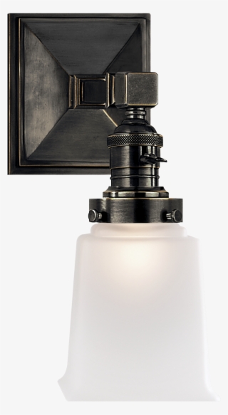 Boston Square Single Light In Bronze With Frosted Glass - Ceiling Fixture