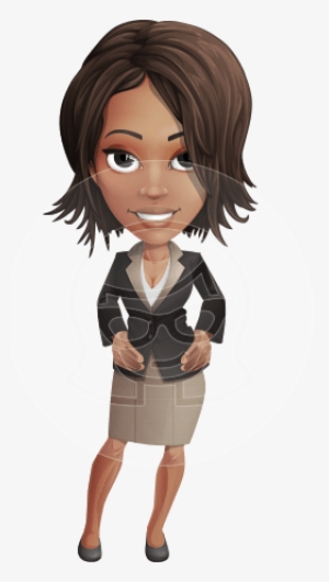 African American Female With Black Coat Vector Character - Black Woman Cartoon Png