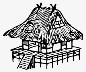 Clipart Freeuse Download Japanese House Drawing At - Nipa Hut House Drawing