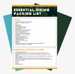 Download Our Essential Hiking Gear Packing List, And - Document