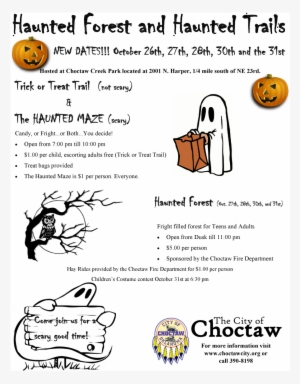 City Of Choctaw Haunted Forest And Trails - Halloween Clip Art