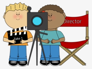 Kids Directing Behind Movie Camera Clip Art Kids Directing - Kid Director Clipart