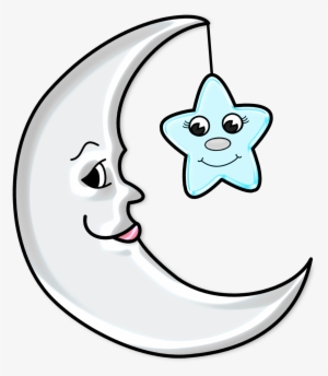Clipart Freeuse Stock Cute Moon With Star Transparent - Moon And Stars Drawing