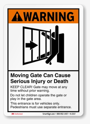 Gate Warning Sign - Warning Moving Gate Can Cause Serious Injury