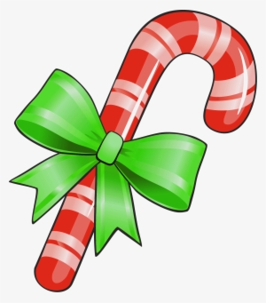 Transparent Christmas Candy Cane With Green Bow Png - Christmas Day