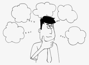 Thoughts Man Line Art Big Image Png - Person With Thought Bubble Clipart