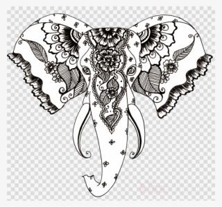 Elephant Drawing Henna Clipart Henna Mehndi Clip Art - Draw A Mehndi Elephant