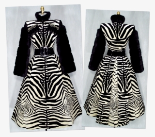 The Coatdress Is Zebra-print Velvet With Black Faux - Cruella De Vil Coats