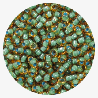 11 0 Two Tone Lined Amber Brown Sea Foam Green Japanese - Bead
