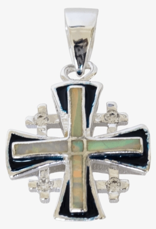 This Sterling Silver Jerusalem Cross Is Set With Synthetic - Silver