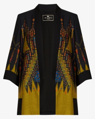 etro geometric-print crepe kimono jacket - etro - beaded necklace - purple - one size