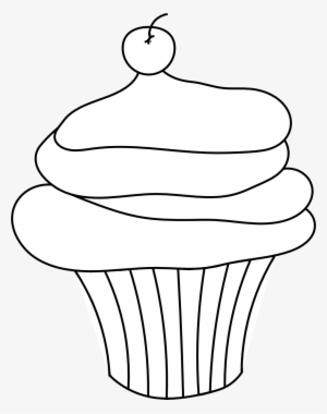 Cupcake Black And White Cupcake Outline Clipart Black - Cupcake Outline Vector Png
