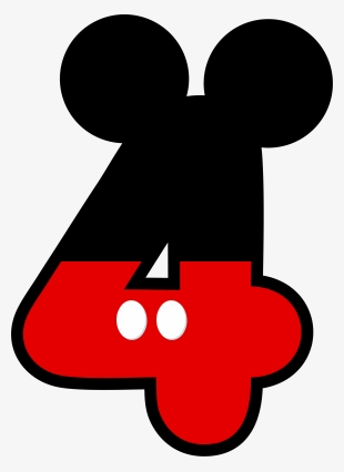 Numbers ‿✿⁀ - - Numero 4 Mickey Mouse