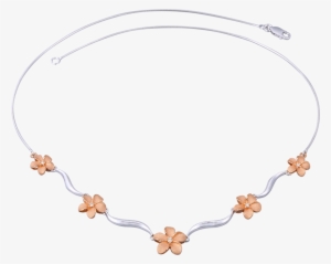 14k Two Tone Plumeria Lei Necklace With 5 Diamonds - Lei
