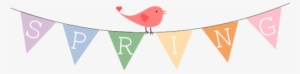 Spring Banner With Bunting Flags And A Bird Vector - April Clipart Transparent