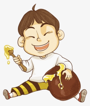 Clip Royalty Free Download Honey Food Eating Little - Cartoon Boy Eating Honey