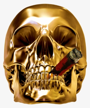 Metal Art Golden Cranial Transprent Png Free - Chrome Skull