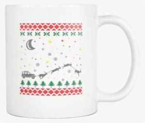 4x4 Jeep Wrangler Off Road Ugly Christmas Sweater White - Coffee Cup