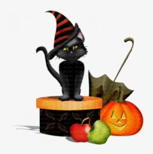 Halloween Black Cat Hat Pumpkin - Хэллоуинн Прозрачный Фон