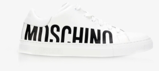 Serena White Calf Leather Low Top Sneakers W/black - Moschino