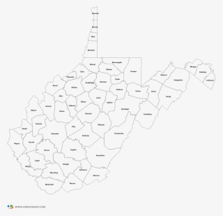 West Virginia Counties Outline Map - Line Art